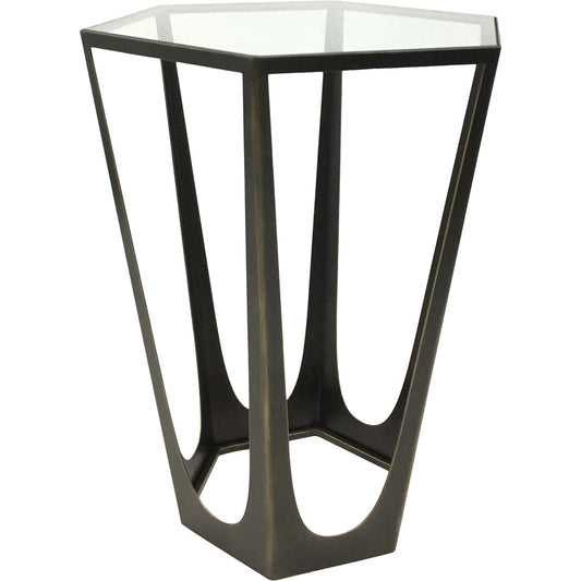 Libra Urban Botanic Collection - Catalan Bronze Gilded with Glass Top Side Table