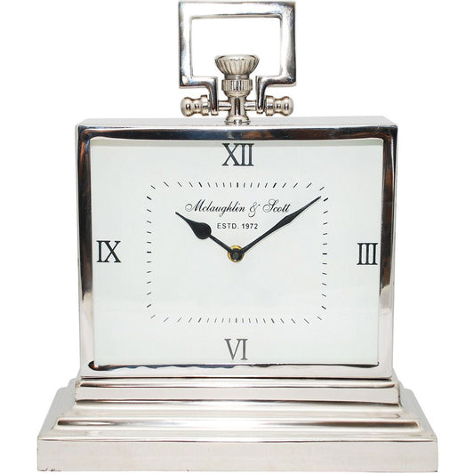 Libra Midnight Mayfair Collection - Latham Small Aluminium Rectangular Clock With Roman Numerals