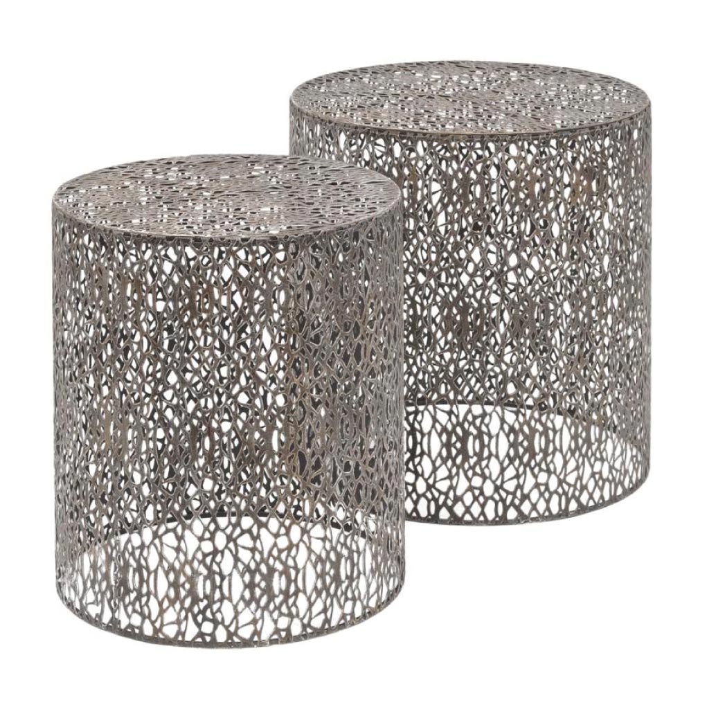 Libra Metal Fretwork Nest Tables Grey-Libra-Olivia's