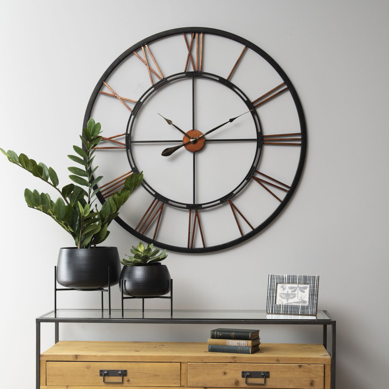 Libra Urban Botanic Collection - Oversized Skeletal Wall Clock Metal