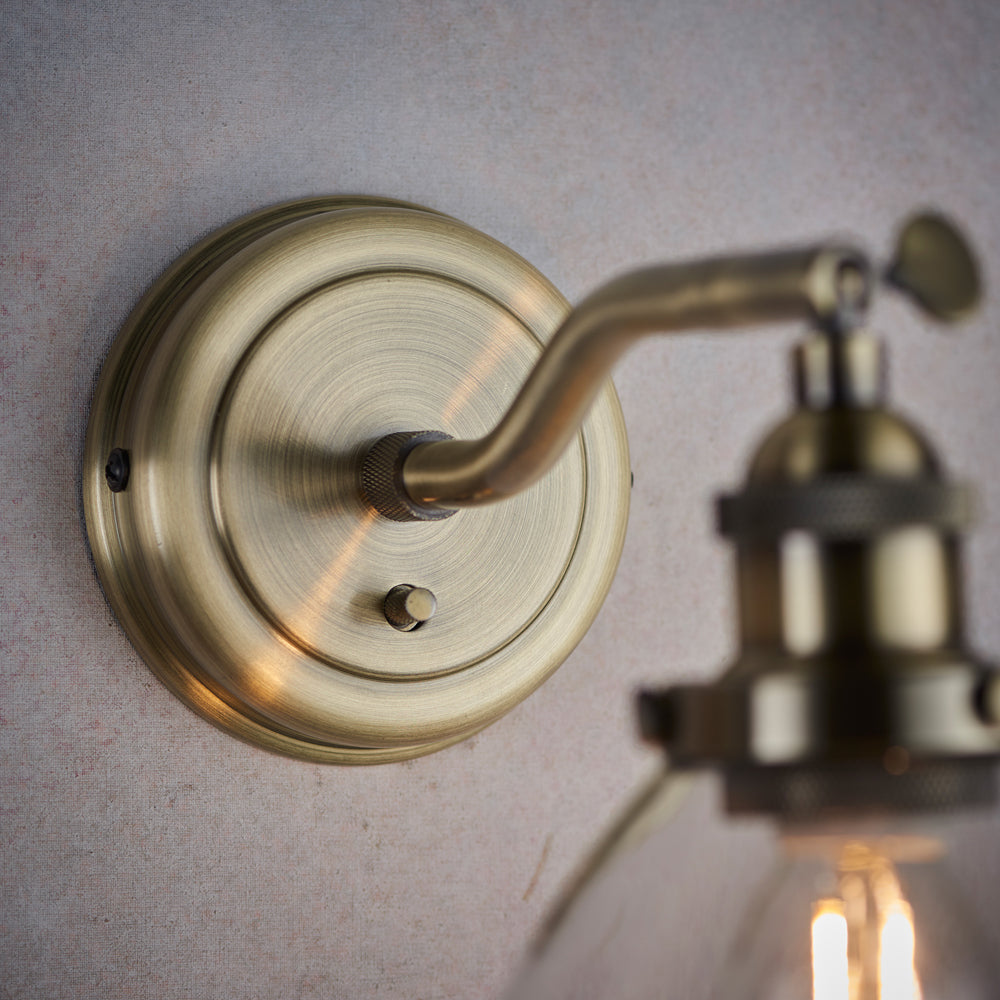 Gallery Interiors Hansen Wall Light in Antique Brass