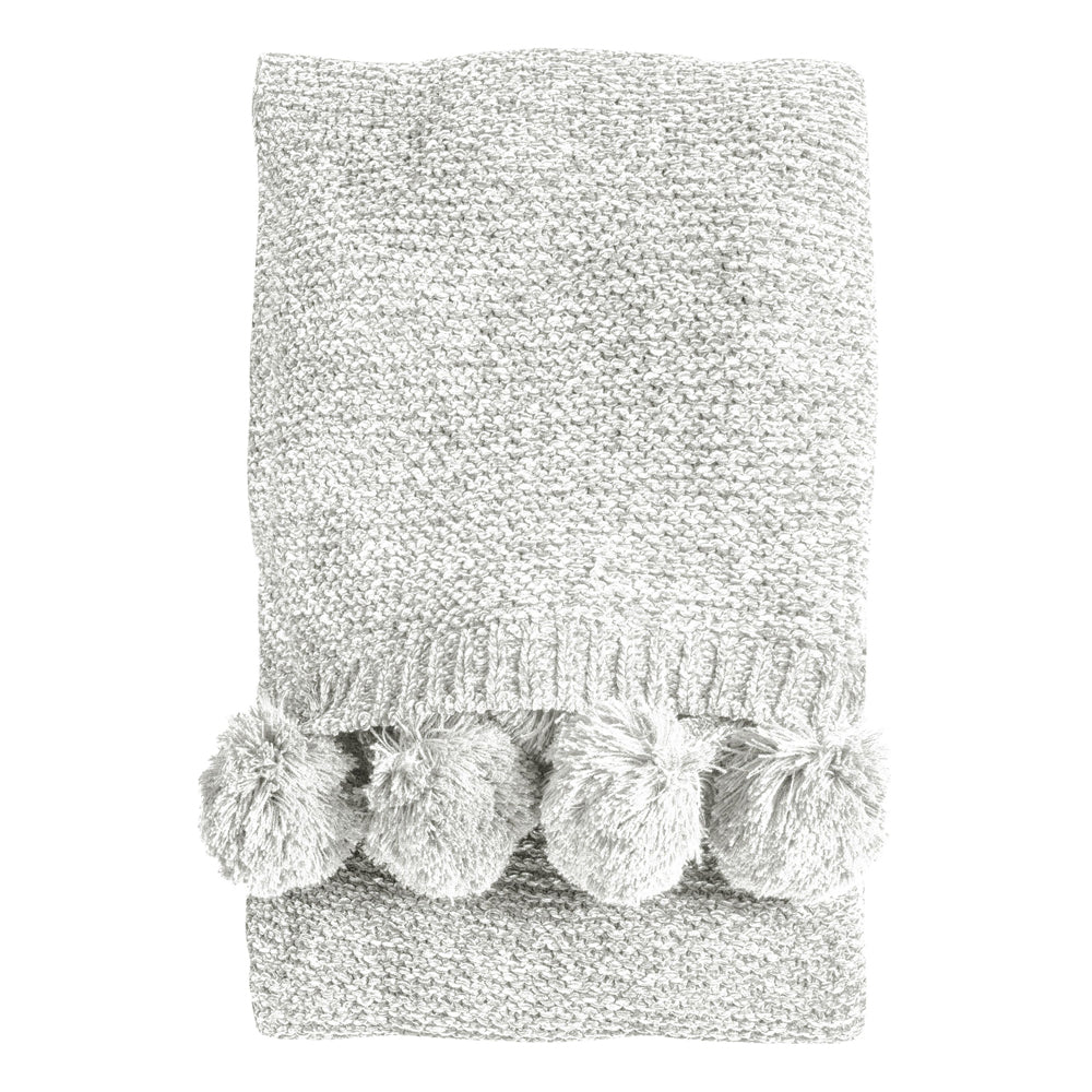 Gallery Interiors Knitted Pom Pom Chenille Throw