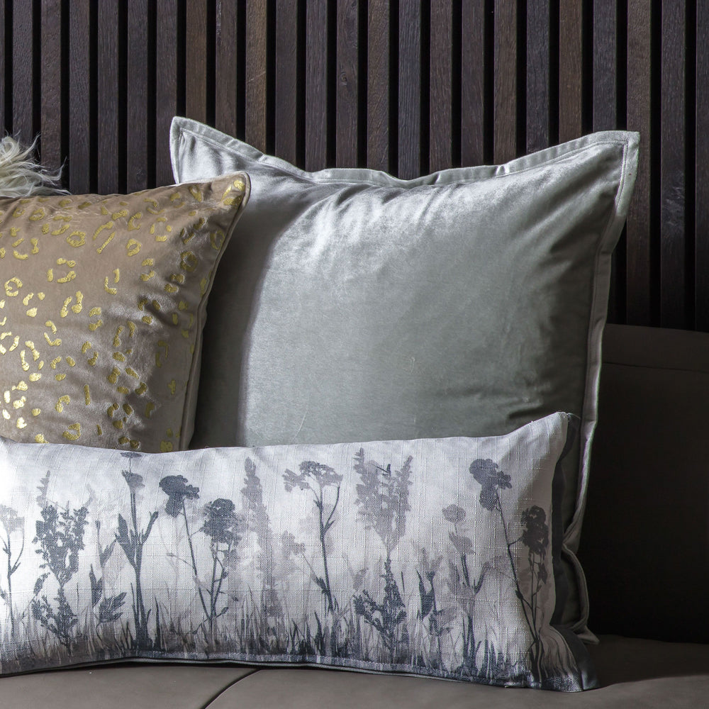 Gallery Interiors Meto Velvet Oxford Silver Cushion