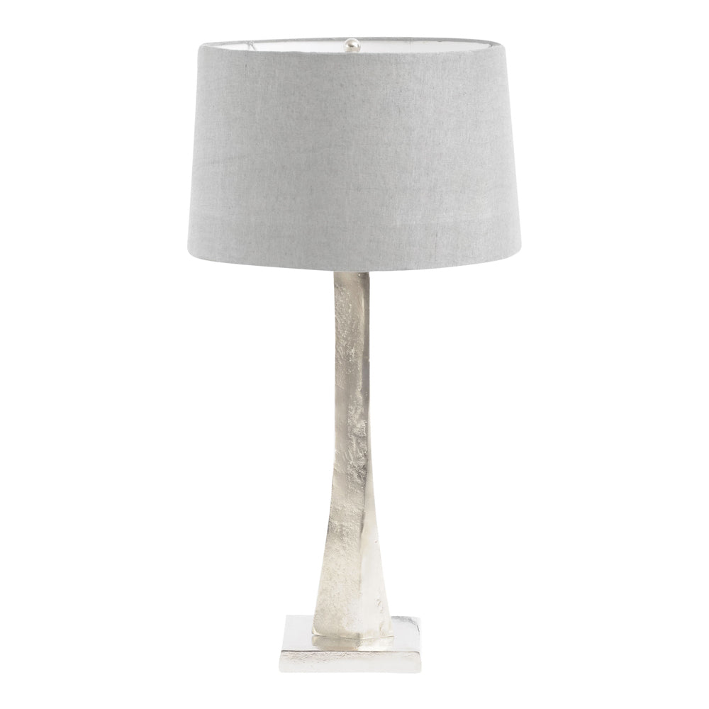 Libra Luxurious Glamour Collection - Iconic Trinity Silver Aluminium Table Lamp With Grey Shade