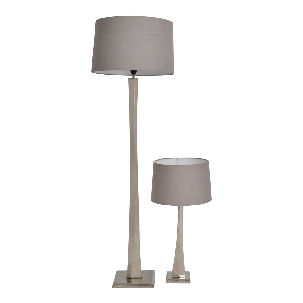 Libra Luxurious Glamour Collection - Iconic Trinity Silver Aluminium Table Lamp With Grey Shade