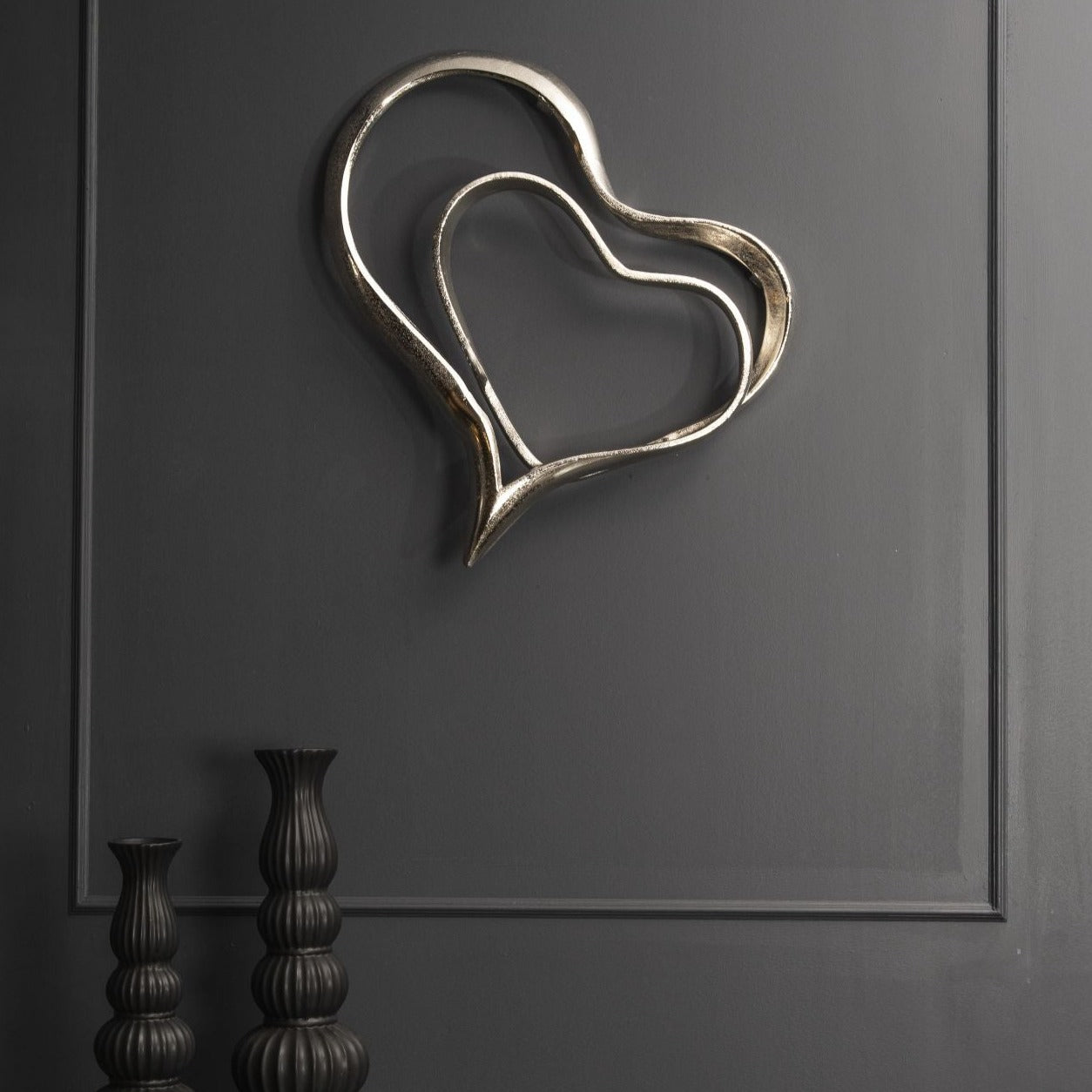 Libra Midnight Mayfair Collection - Abstract Heart Wall Sculpture in Silver