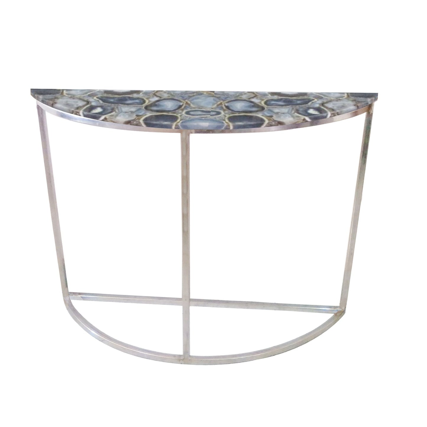 Libra Agate Crescent Console Table On Nickel Frame-Libra-Olivia's