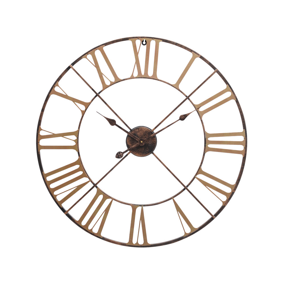 Libra Urban Botanic Collection - Outdoor Skeletal Wall Clock Antique Brass