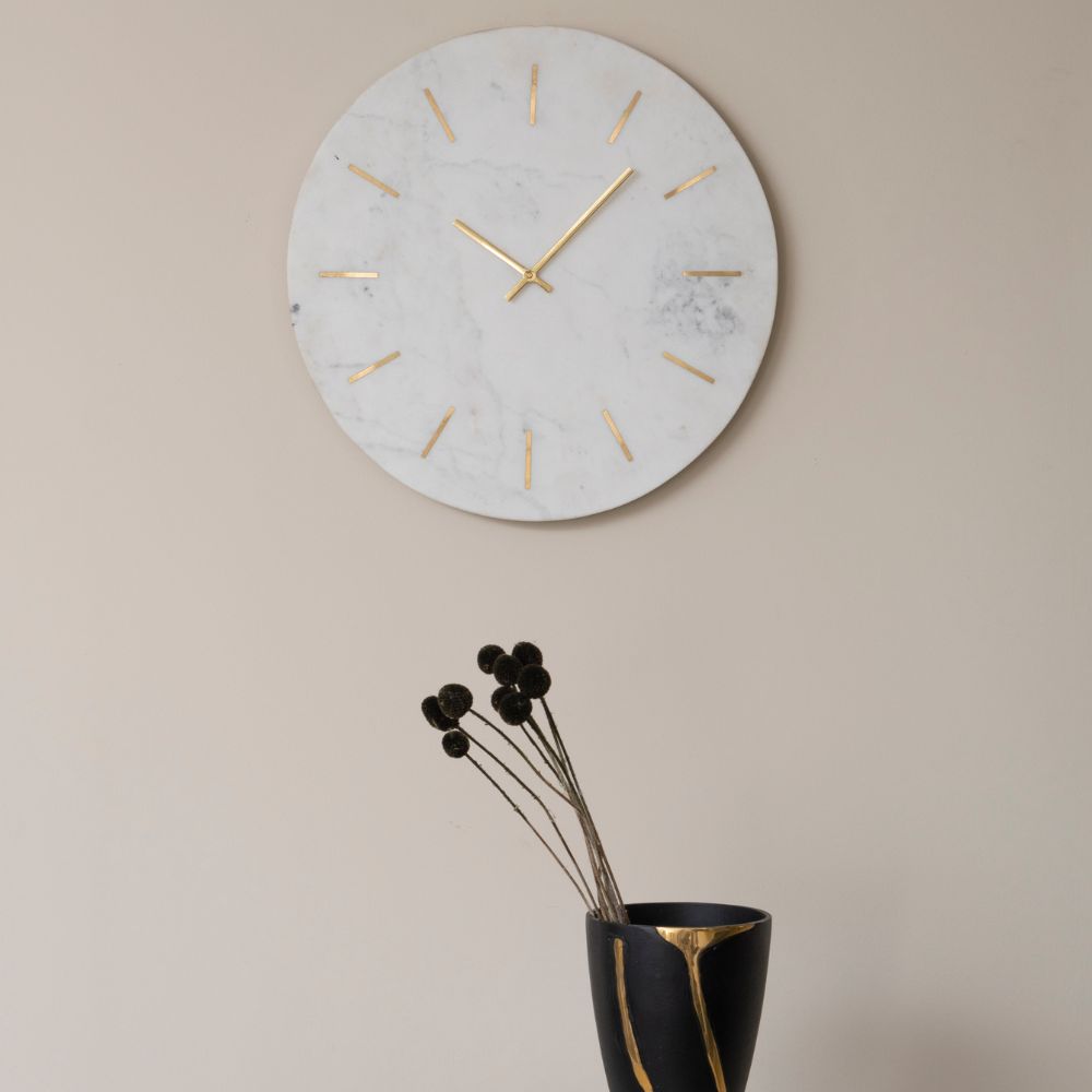 Libra Luxurious Glamour Collection - Brass Inlay And Marble Wall Clock