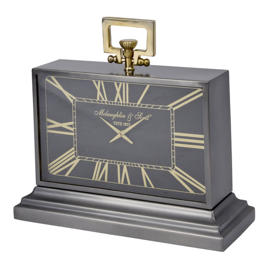 Libra Urban Botanic Collection - Iconic Latham Medium Black And Gold Aluminium Clock