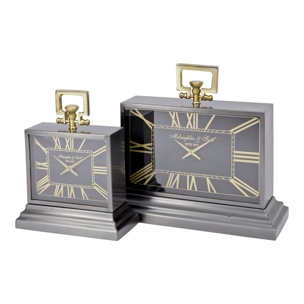 Libra Urban Botanic Collection - Iconic Latham Medium Black And Gold Aluminium Clock