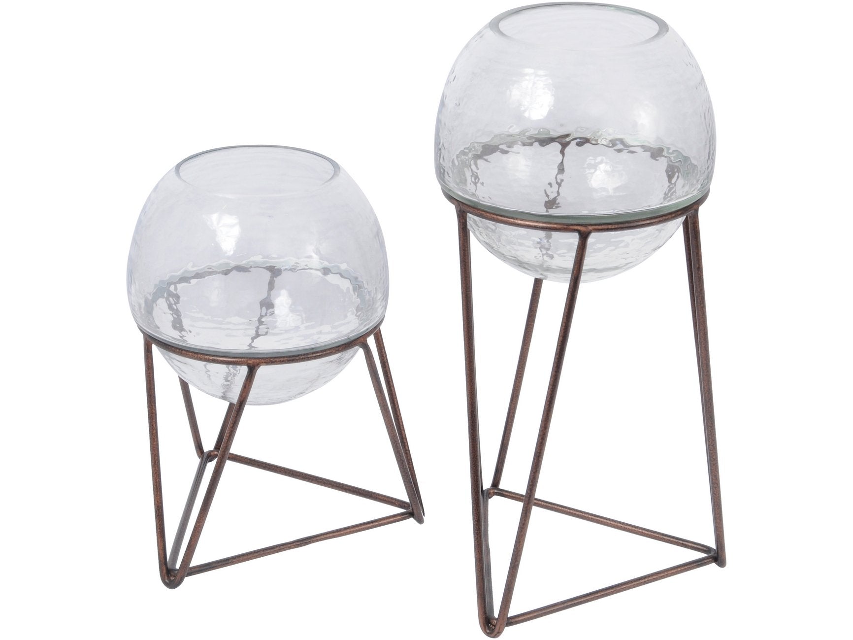 Libra Bersa Small Table Fishbowl Planter with Aged Copper Base-Libra-Olivia's