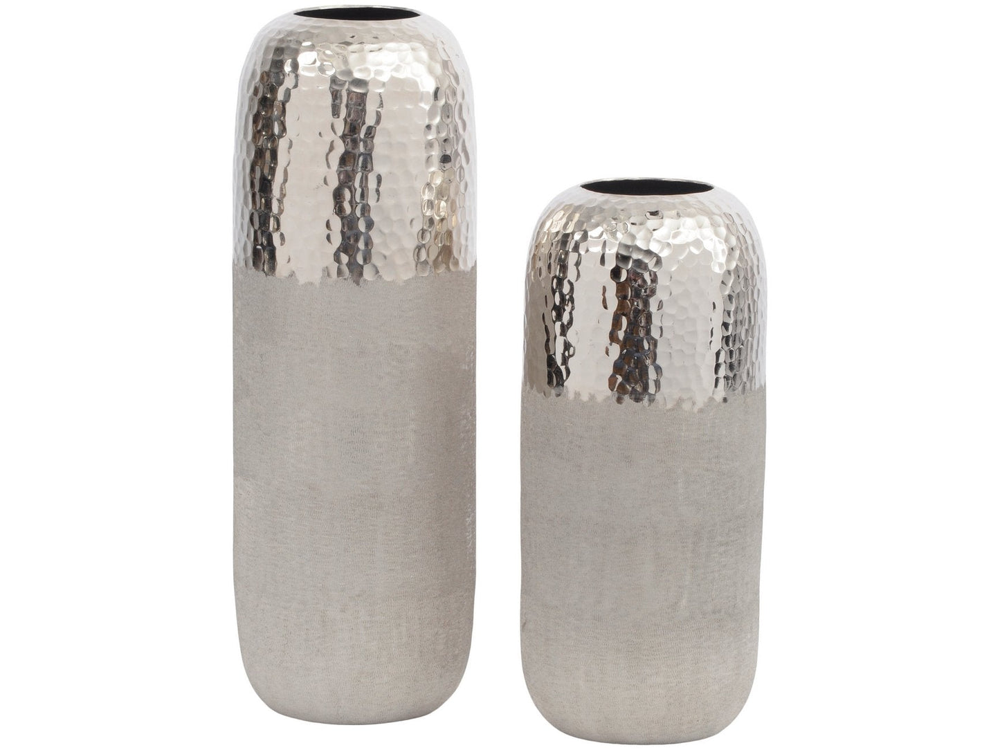 Libra Fuse Hammered and Brushed Small Vase in Silver Finish-Libra-Olivia's