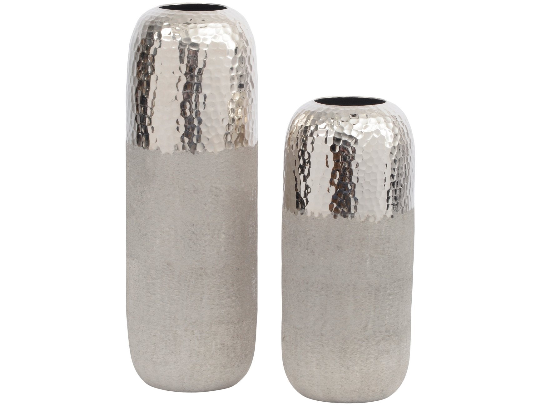 Libra Fuse Hammered and Brushed Small Vase in Silver Finish-Libra-Olivia's