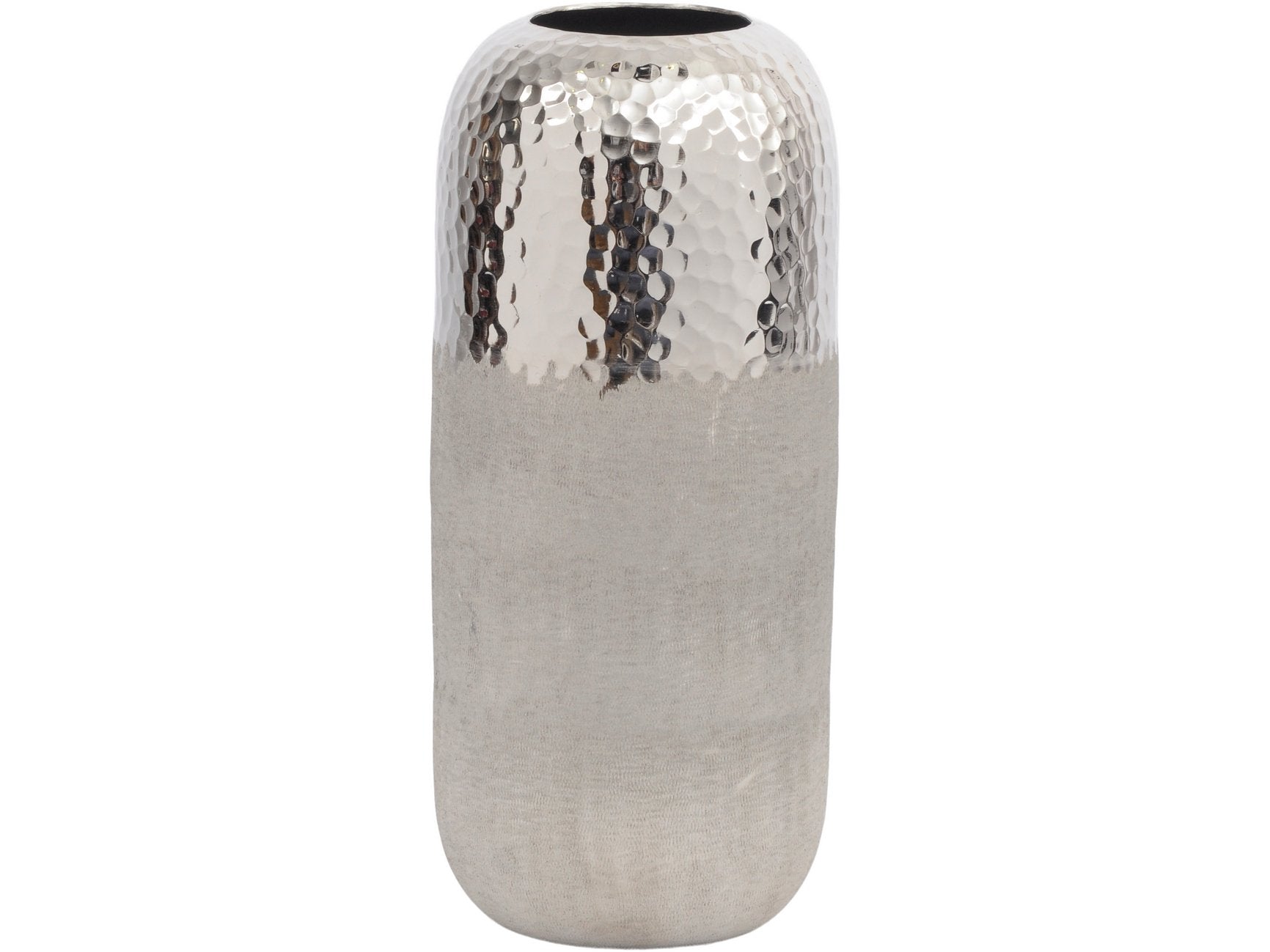 Libra Fuse Hammered and Brushed Small Vase in Silver Finish-Libra-Olivia's