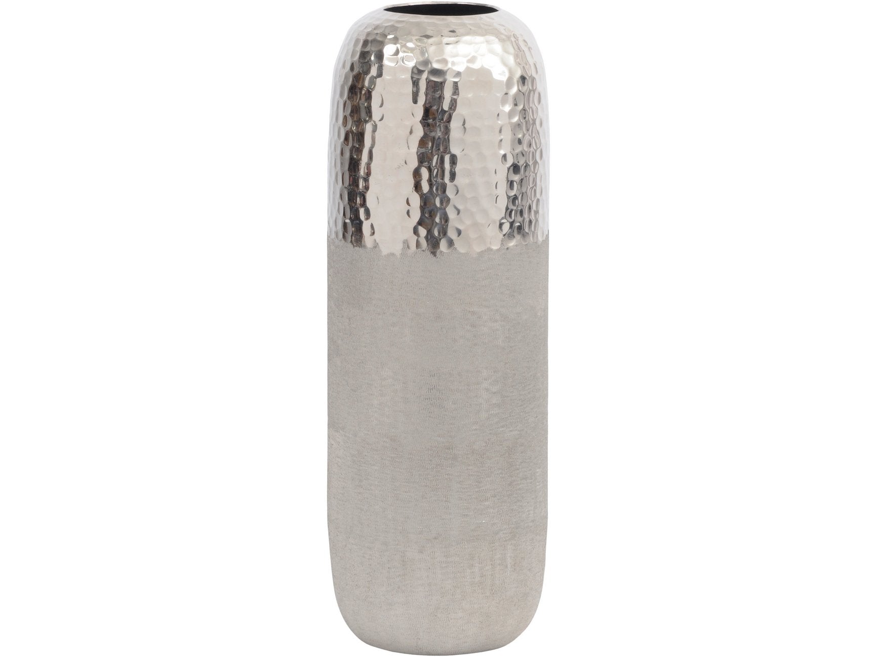 Libra Fuse Hammered and Brushed Large Vase in Silver Finish-Libra-Olivia's