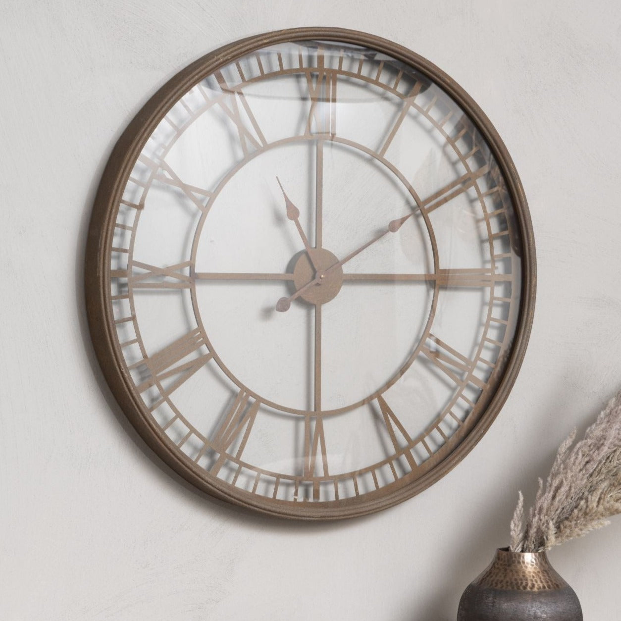 Libra Calm Neutral Collection - Antique Skeleton Wall Clock Rust