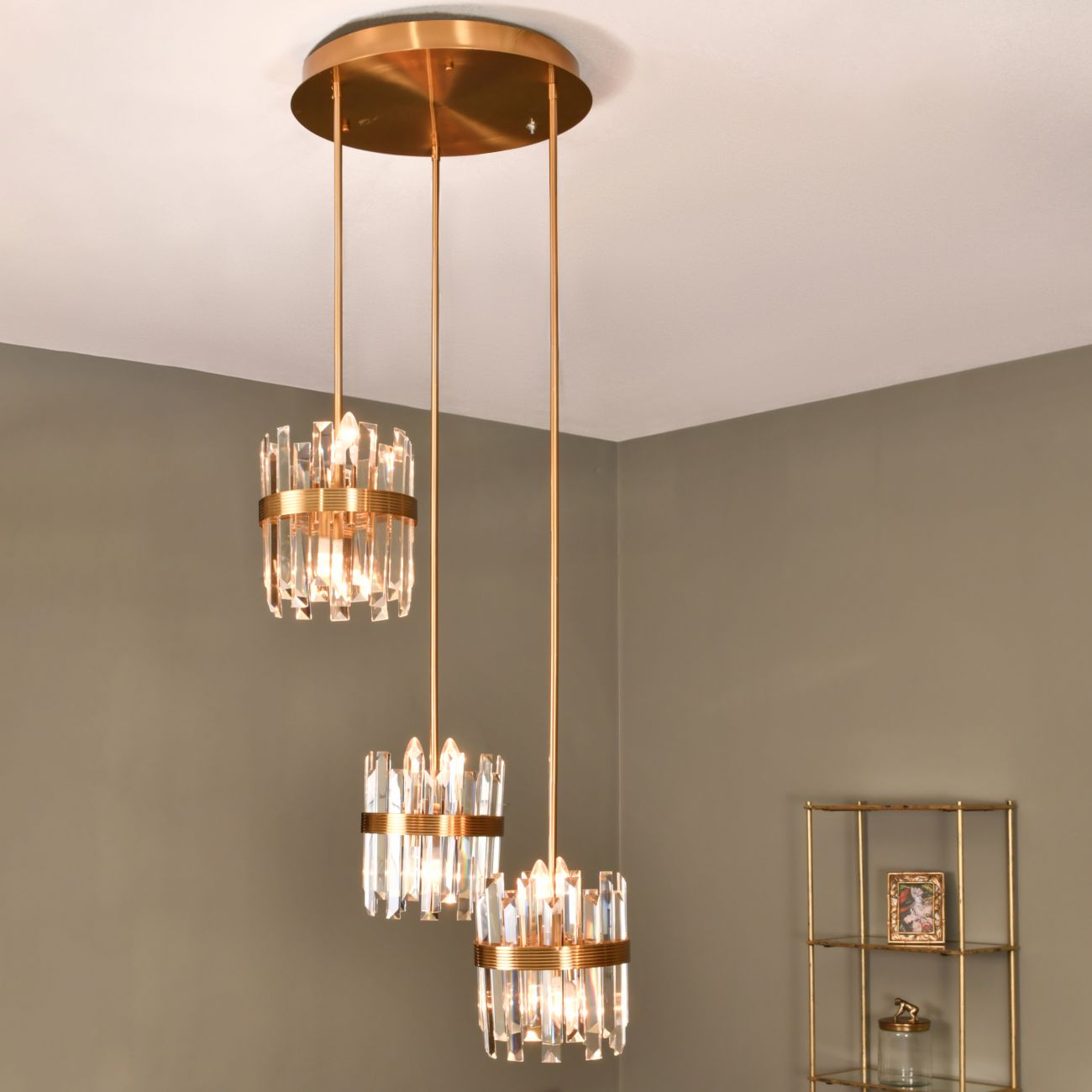 Libra Luxurious Glamour Collection - Set Of Three Crystal Pendant Lights