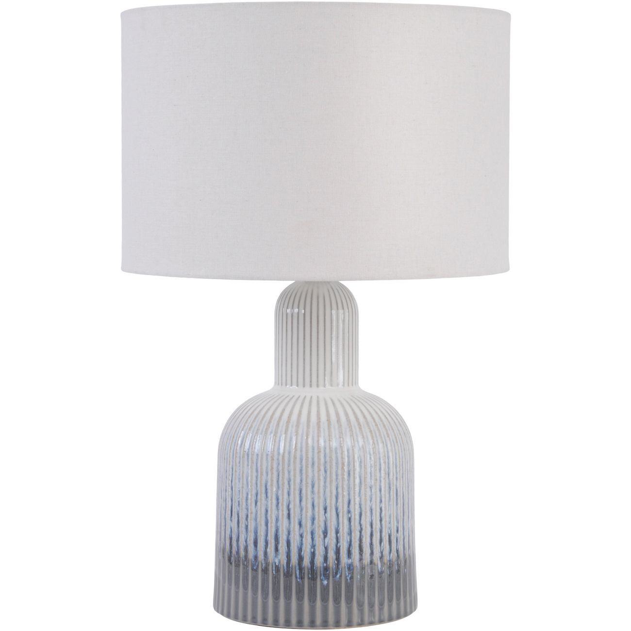 Libra Calm Neutral Collection - Porcelain Lamp Ribbed Detailing Shade Small Grey White