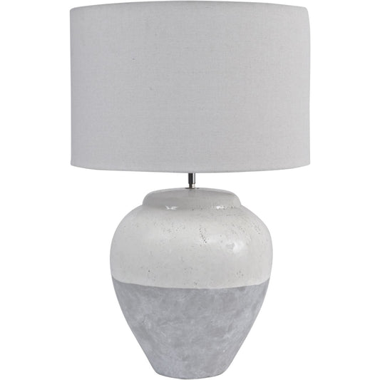 Libra Calm Neutral Collection - Skyline Porcelain Table Lamp and Shade, Large Grey