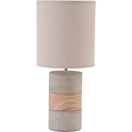 Libra Urban Botanic Collection - Concrete and Wood Table Lamp with Natural Shade