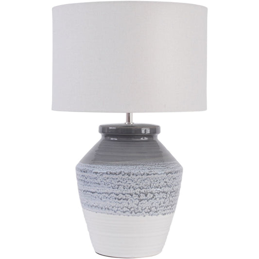 Libra Calm Neutral Collection - Skyline Ceramic Table Lamp with Shade Grey and Blue