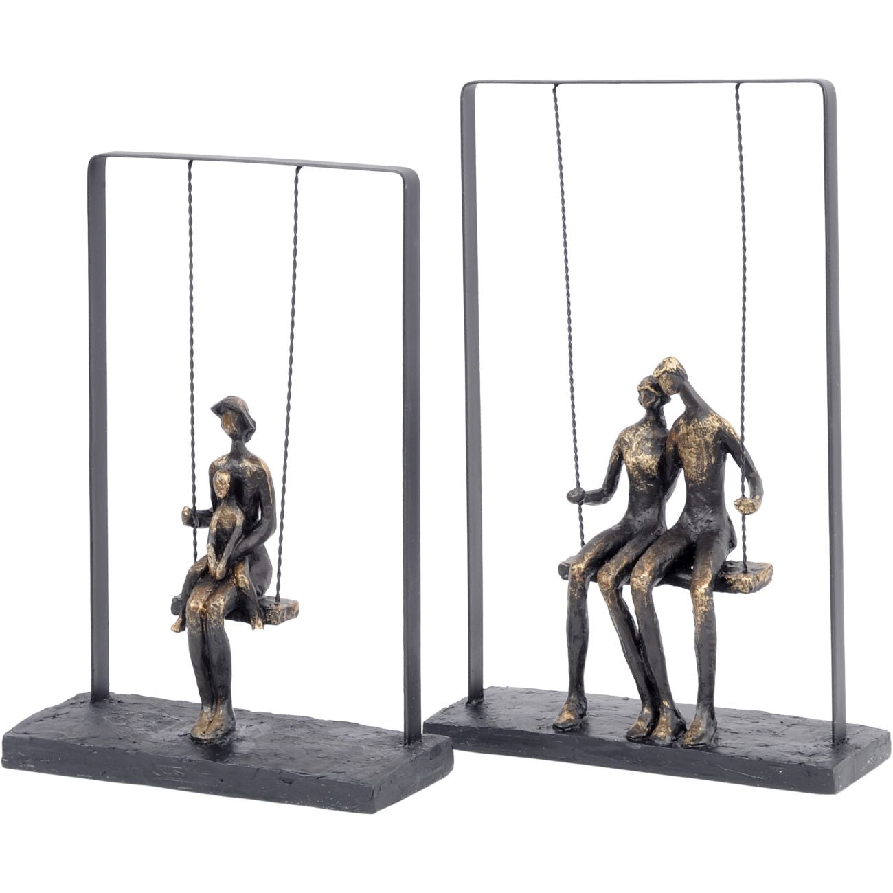 Libra Calm Neutral Collection - Figurative Couple Sitting on Swing Sculpture