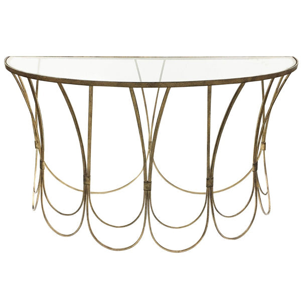 Libra Luxurious Glamour Collection - Deco Iron Console Table in Champagne