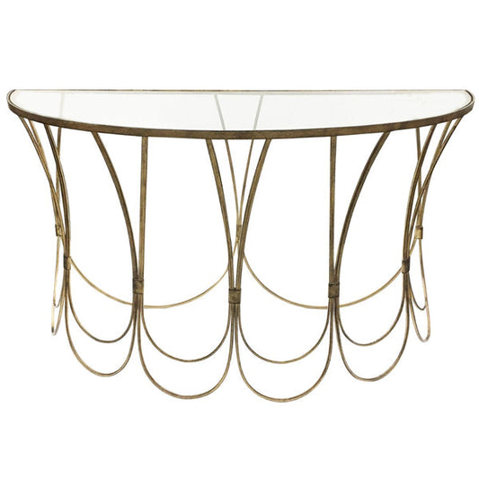 Libra Luxurious Glamour Collection - Deco Iron Console Table in Champagne