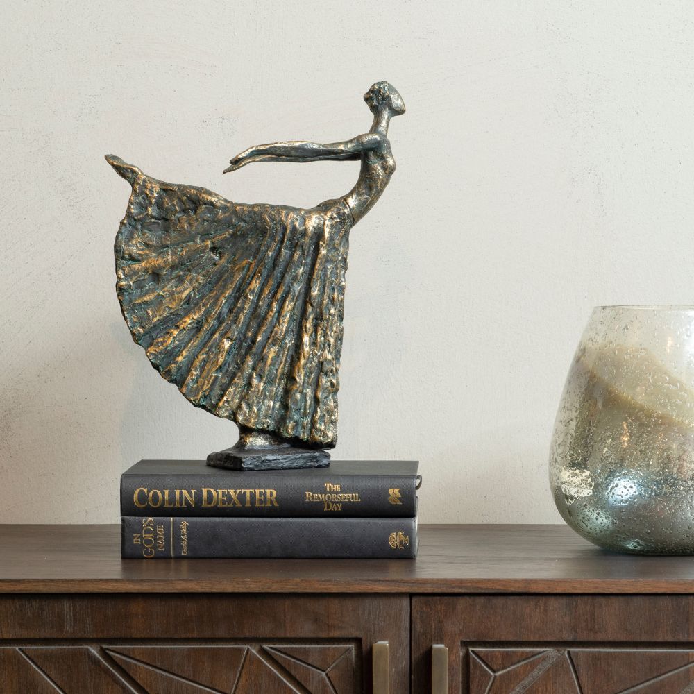 Libra Calm Neutral Collection - Standing Bronze Resin Lady Dancer