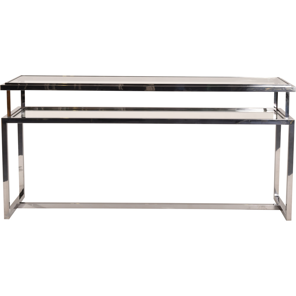 Libra Midnight Mayfair Collection - Belgravia Stainless Steel and Glass Console Table