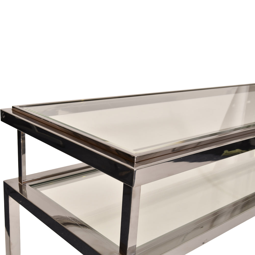 Libra Midnight Mayfair Collection - Belgravia Stainless Steel and Glass Console Table