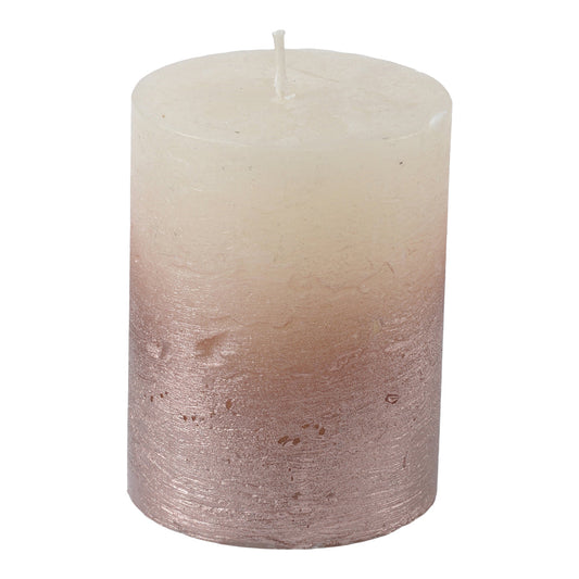 Libra Luxurious Glamour Collection - White Pillar Candle With Metallic Pink Ombre Base 7X12 cm