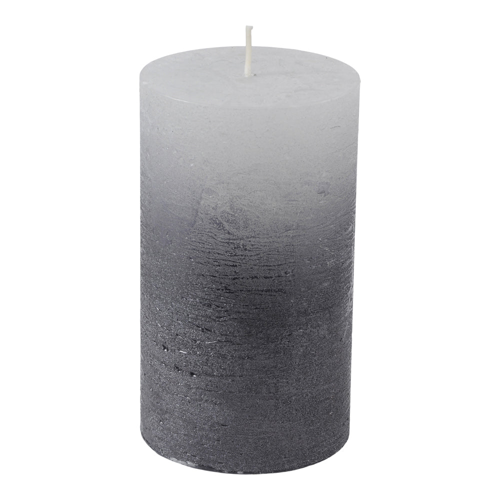 Libra Midnight Mayfair Collection - White Pillar Candle With Metallic Black Ombre Base 7X12 cm