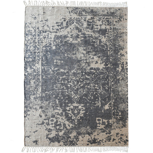 Libra Urban Botanic Collection - Hannut Hand Woven Pit Loom Grey & Natural Hemp Rug