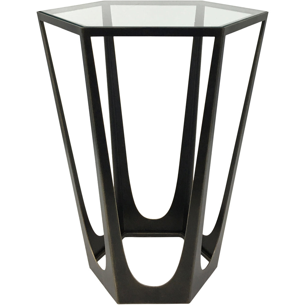 Libra Urban Botanic Collection - Catalan Bronze Gilded with Glass Top Side Table