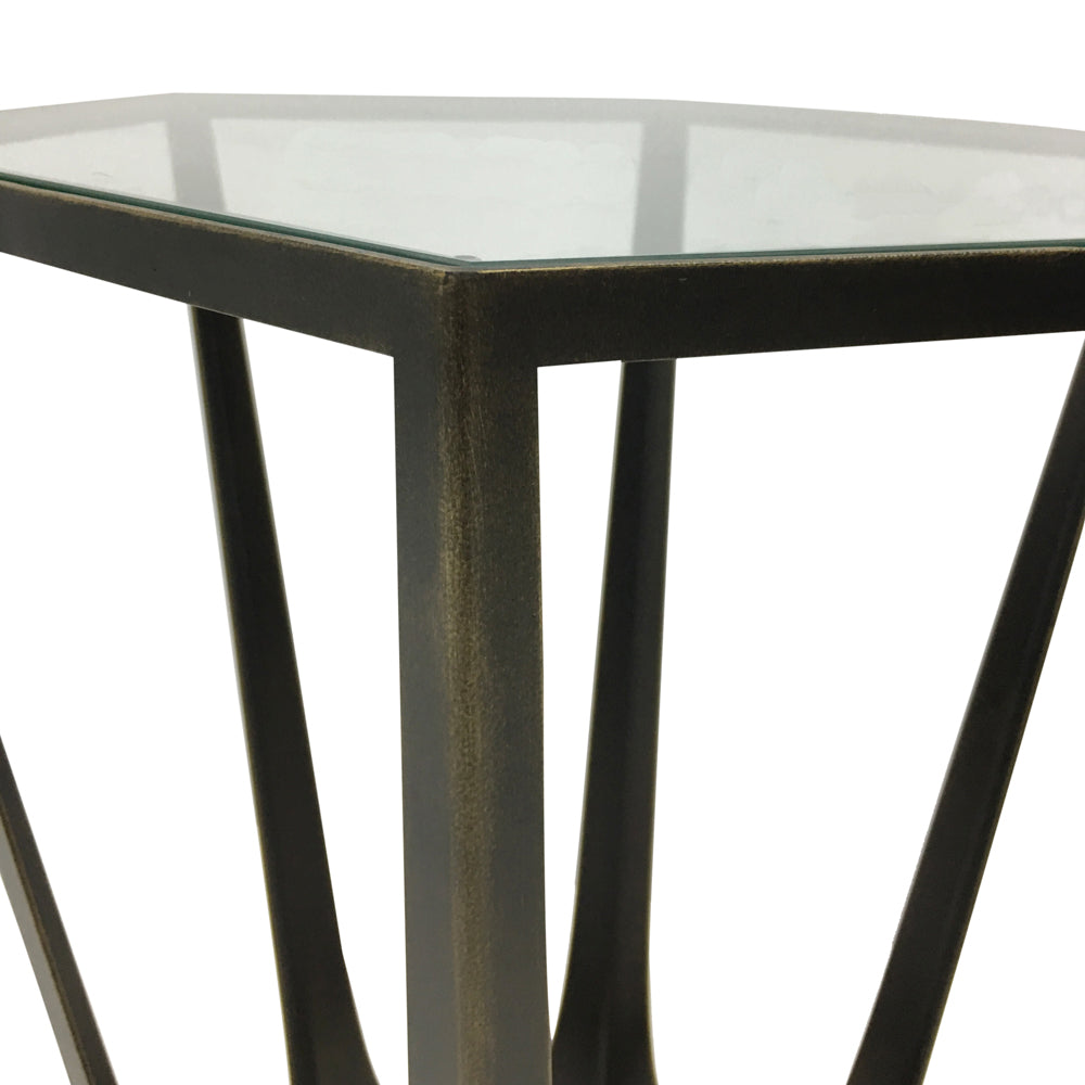 Libra Urban Botanic Collection - Catalan Bronze Gilded with Glass Top Side Table