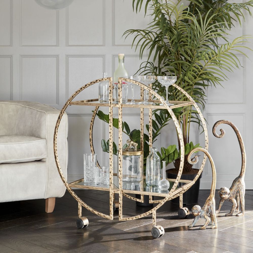 Libra Luxurious Glamour Collection - Saturn Hammered Drinks Trolley