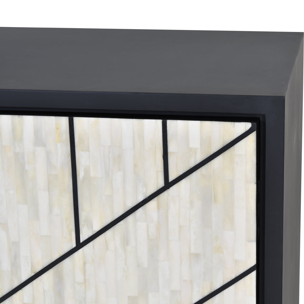 Libra Luxurious Glamour Collection - Credenza Abstract 3 Door Cabinet With Bone Inlay