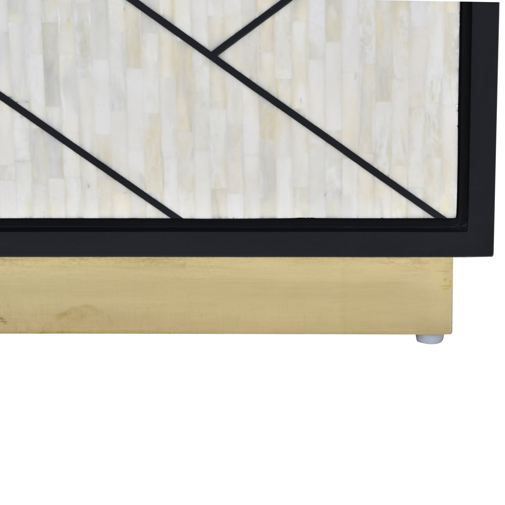 Libra Luxurious Glamour Collection - Credenza Abstract 3 Door Cabinet With Bone Inlay