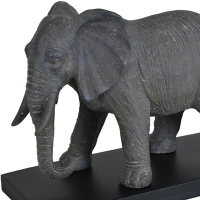 Libra Calm Neutral Collection - Grey Mother And Calf Elephant Resin Sculpture On Black Base