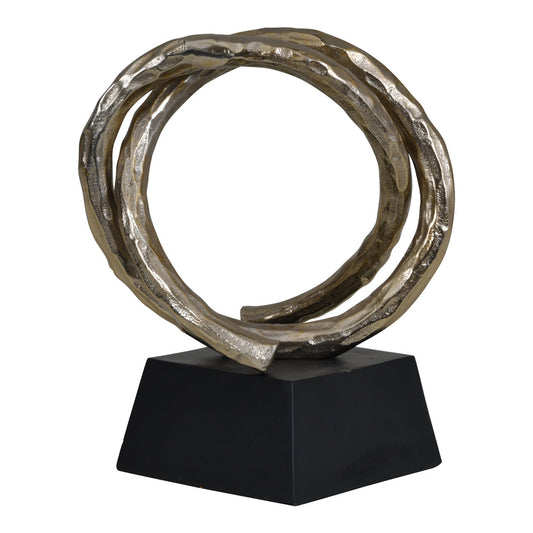 Libra Luxurious Glamour Collection - Savoy Champagne Gold Aluminium Entwined Sculpture On Black Metal Base