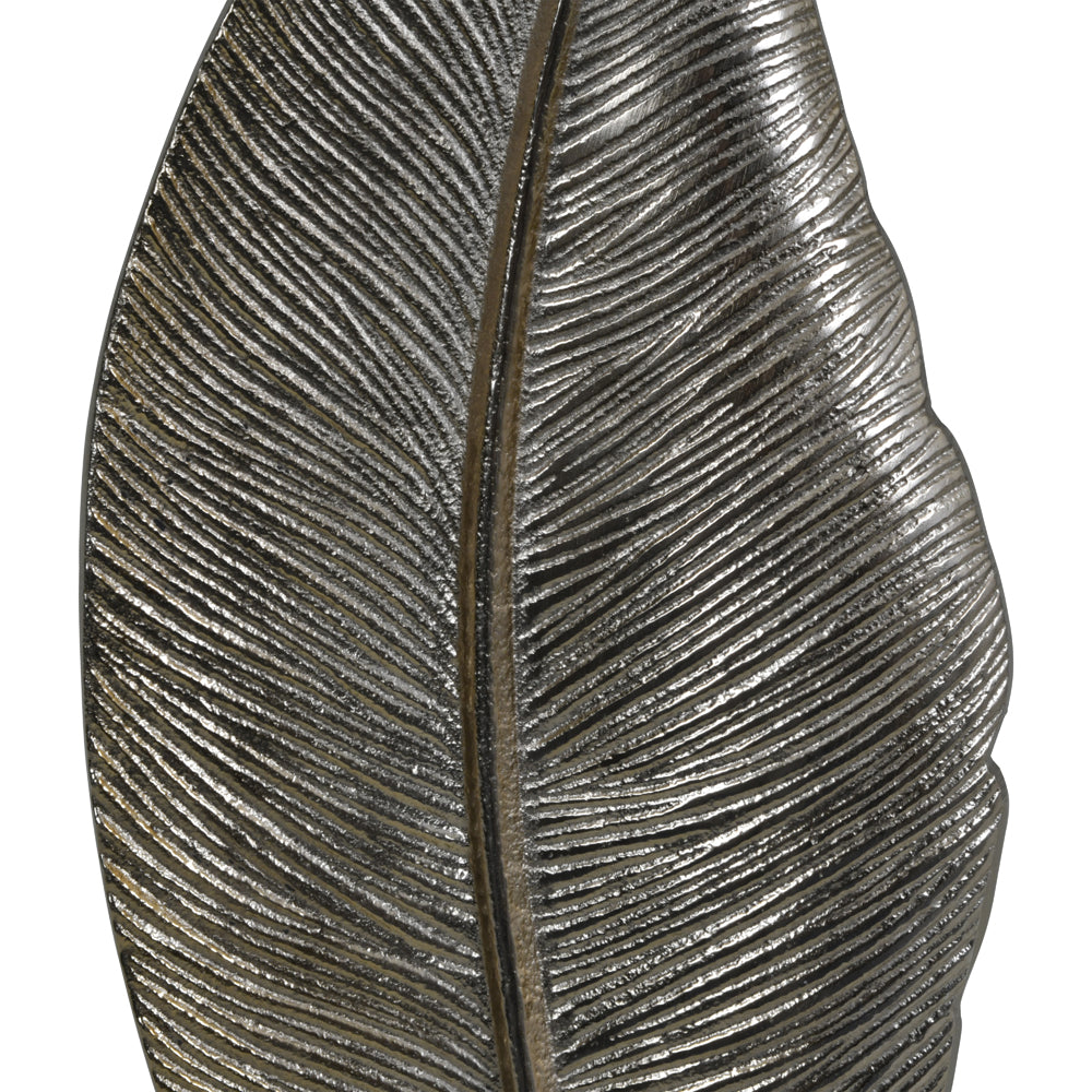 Libra Luxurious Glamour Collection - Savoy Champagne Gold Aluminium Feather Sculpture On White Marble Base