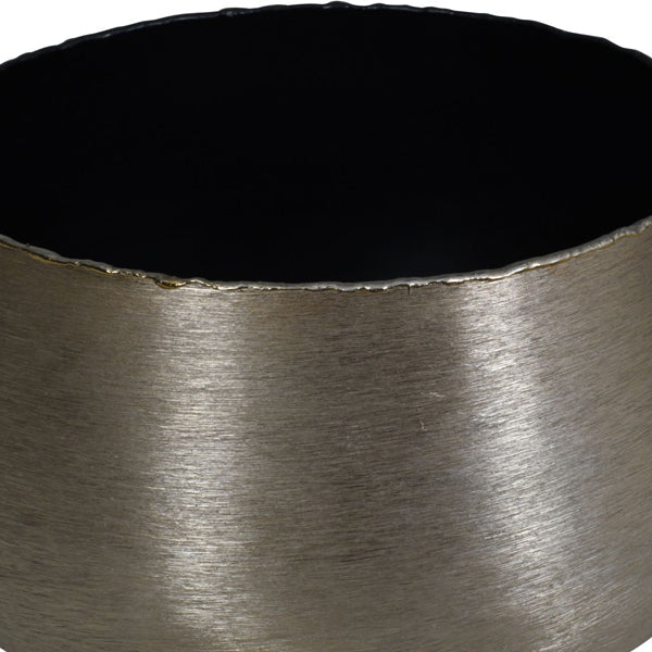 Libra Luxurious Glamour Collection - Molten Metal Round Planter Brushed Bronze