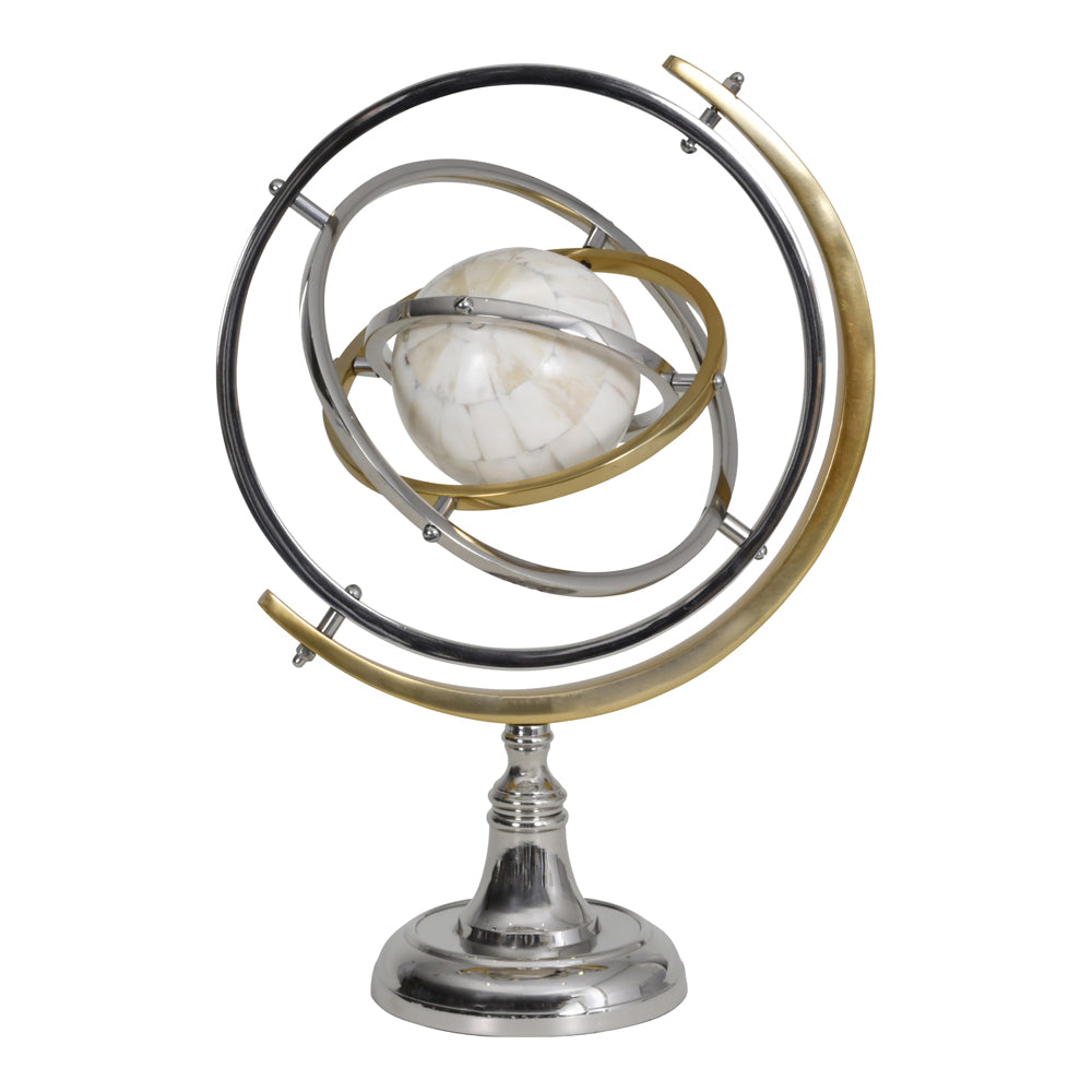 Libra Midnight Mayfair Collection - Colley Stainless Steel Armilliary Sculpture With Bone Globe