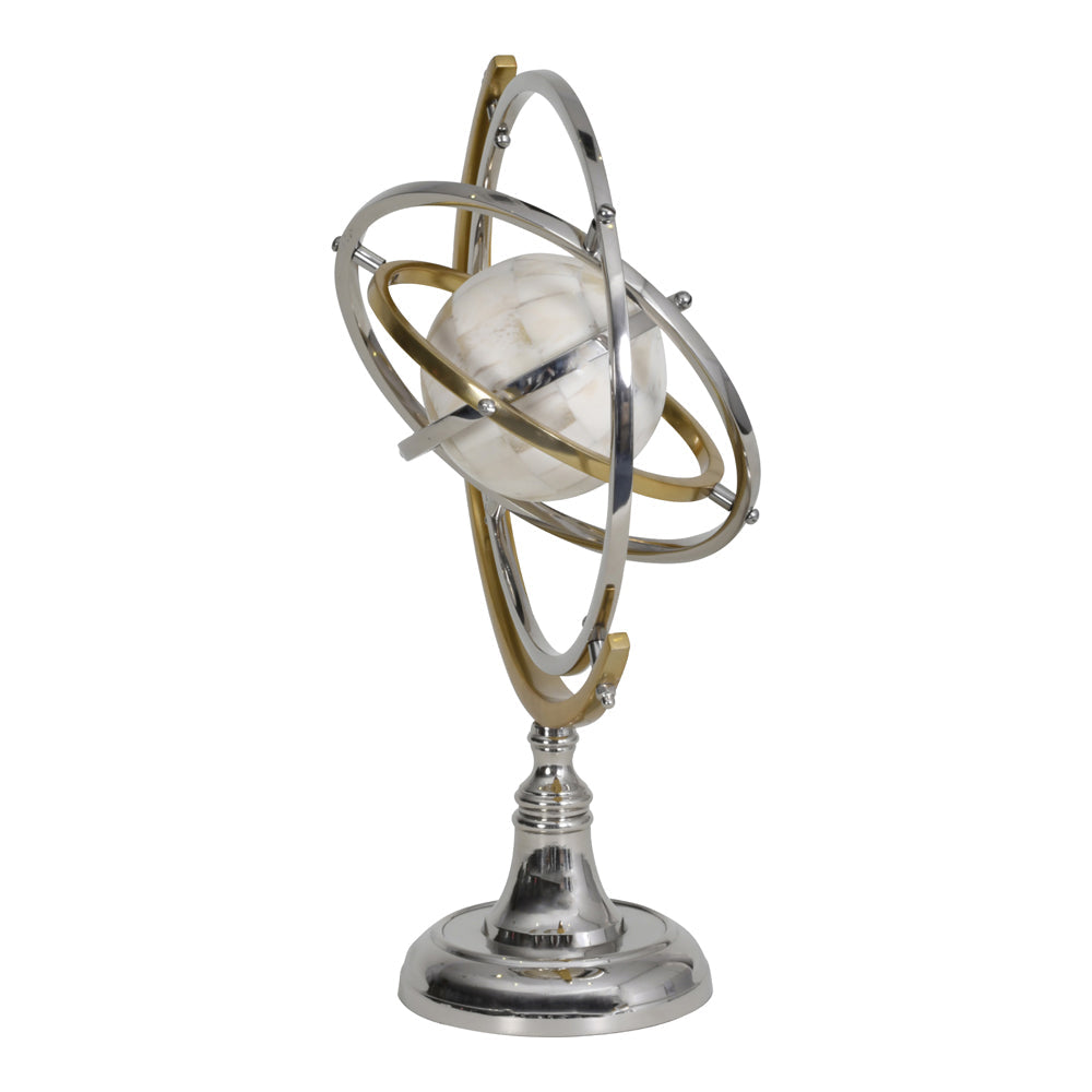 Libra Midnight Mayfair Collection - Colley Stainless Steel Armilliary Sculpture With Bone Globe