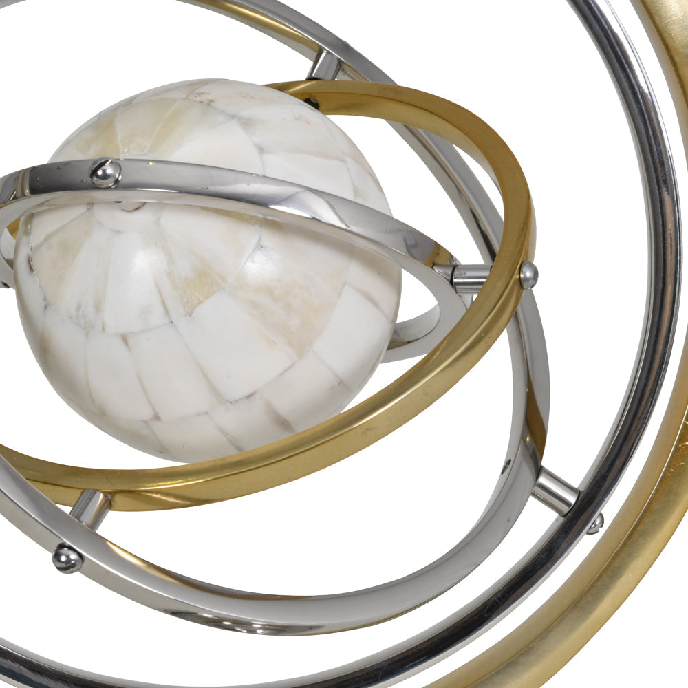 Libra Midnight Mayfair Collection - Colley Stainless Steel Armilliary Sculpture With Bone Globe