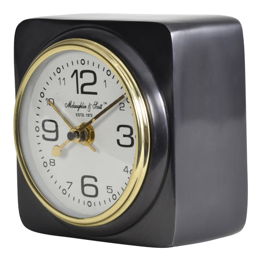 Libra Urban Botanic Collection - Thompson Solid Aluminium Black Square Carriage Mantel Clock