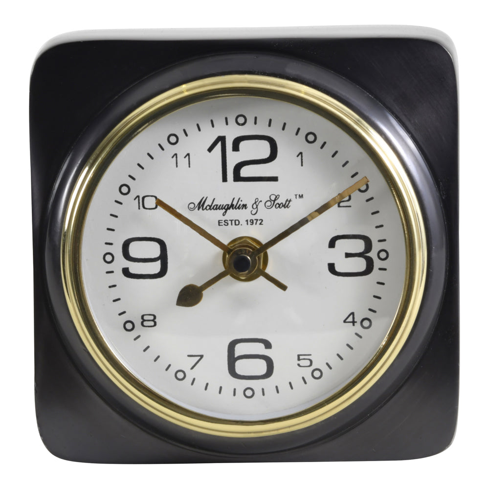 Libra Urban Botanic Collection - Thompson Solid Aluminium Black Square Carriage Mantel Clock