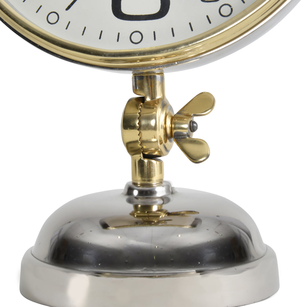 Libra Midnight Mayfair Collection - Stollard Silver Nickel Mantel Clock With Gold Angle Adjuster And Detail